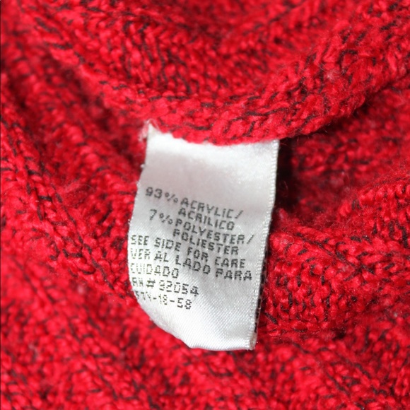 VTG 90s Red/Black Marl Ribbed Turtleneck Sweater L - Picture 7 of 9